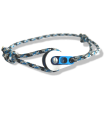 Bracelet "poulie" acier / PVD bleu - cordon "camo" bleu