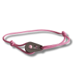 Bracelet "poulie" XS acier poli / laqué rose - cordon rose