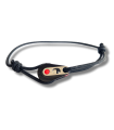 Bracelet "poulie" PVD noir / laqué rouge - cordon noir