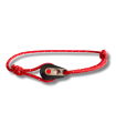 Bracelet "poulie" PVD noir / laqué rouge - cordon rouge réfléchissant