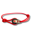Bracelet "poulie" PVD noir / laqué rouge - cordon rouge