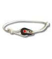 Bracelet "poulie" PVD noir / laqué rouge - cordon blanc