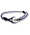 Bracelet "poulie" acier brossé - cordon navy