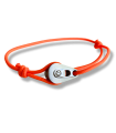 Bracelet "poulie" acier brossé - cordon orange